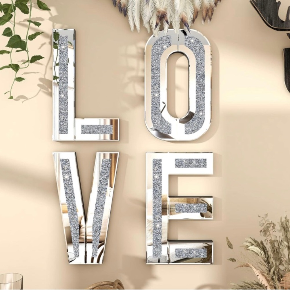 Mirrored Love Letters Living Room Wall Decor